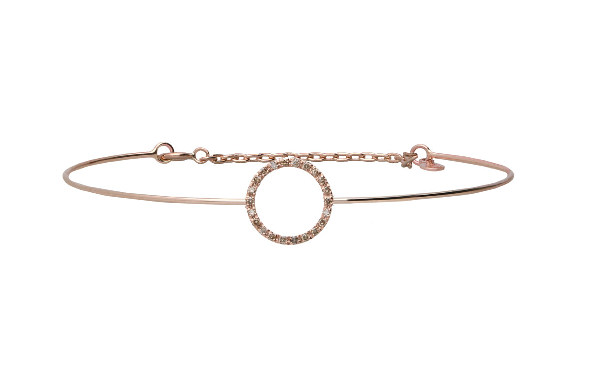 Bracciale Donna In Macramè Con Cerchio Oro Rosa, Fatto A Mano, Regolabile, In Confezione Regalo