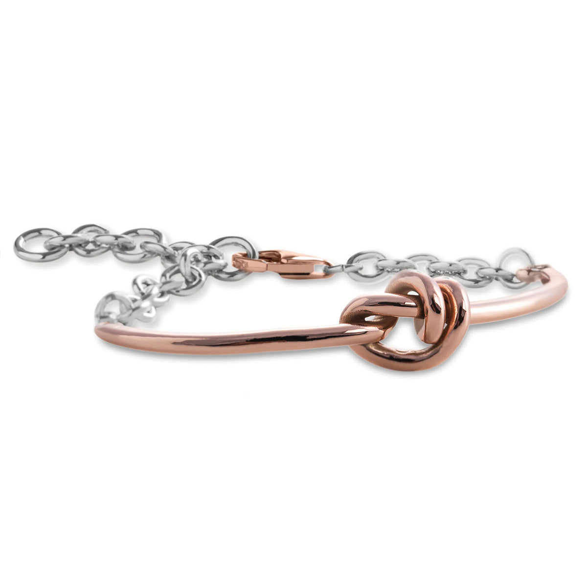Bracciale Donna In Acciaio Inox A Maglia Cubana | Fatto A Mano | Oro Rosa/Argento | Regolabile Impermeabile - 2