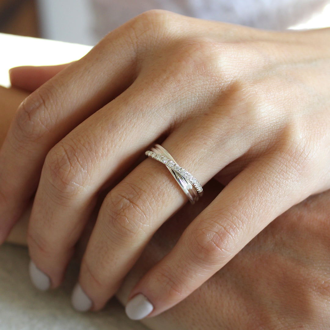 ANELLO FILODELLAVITA 13 FILI IN ORO ROSA 9KT, ARGENTO 925 E DIAMANTI BIANCHI AN13ARBT – Intrecci Preziosi Napoli - Foto 13