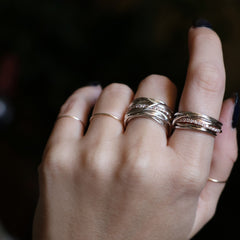 Filodellavita Classic 7 Wires in 925 Sterling Silver, 9kt Rose Gold Rivieras and 16 White Diamonds