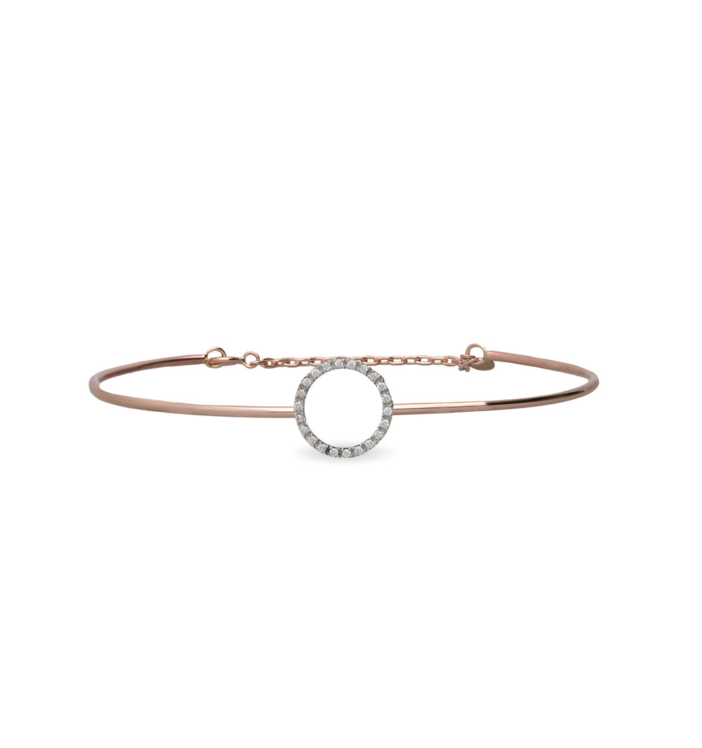 Bracciale Macramè Con Cerchio Oro Rosa - Fatto A Mano In Germania - Regolabile Con Nodo Portafortuna - 2