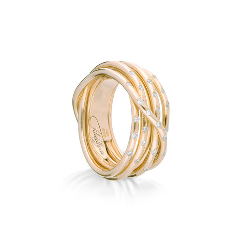 Filodellavita Leda 7 strands in 18kt Yellow Gold and White Diamonds
