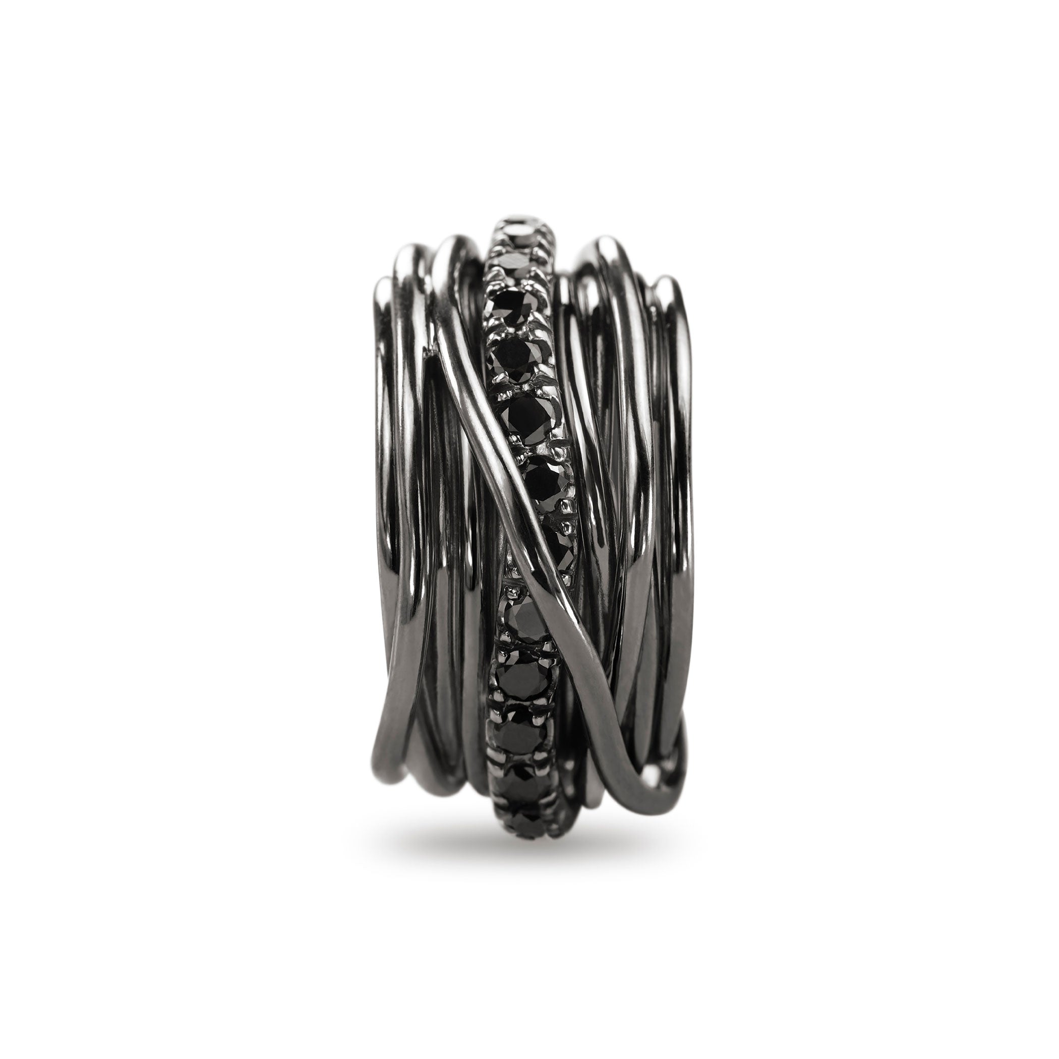 Filodellavita Rock 13 fili in Argento 925 brunito e Diamanti Black