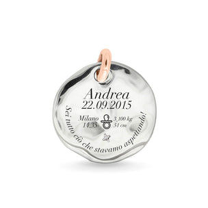 Sigillo 25 mm in Argento 925 con maglia in Oro Rosa 9 kt_Filodamore