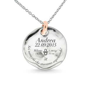 Sigillo 25 mm in Argento 925 con maglia in Oro Rosa 9 kt_Filodamore