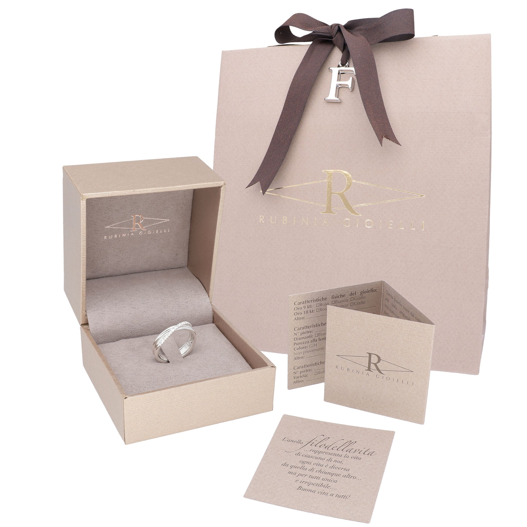 Filodellavita Classic 3 fili Oro Rosa o Giallo 9kt e 3 Diamanti Bianchi