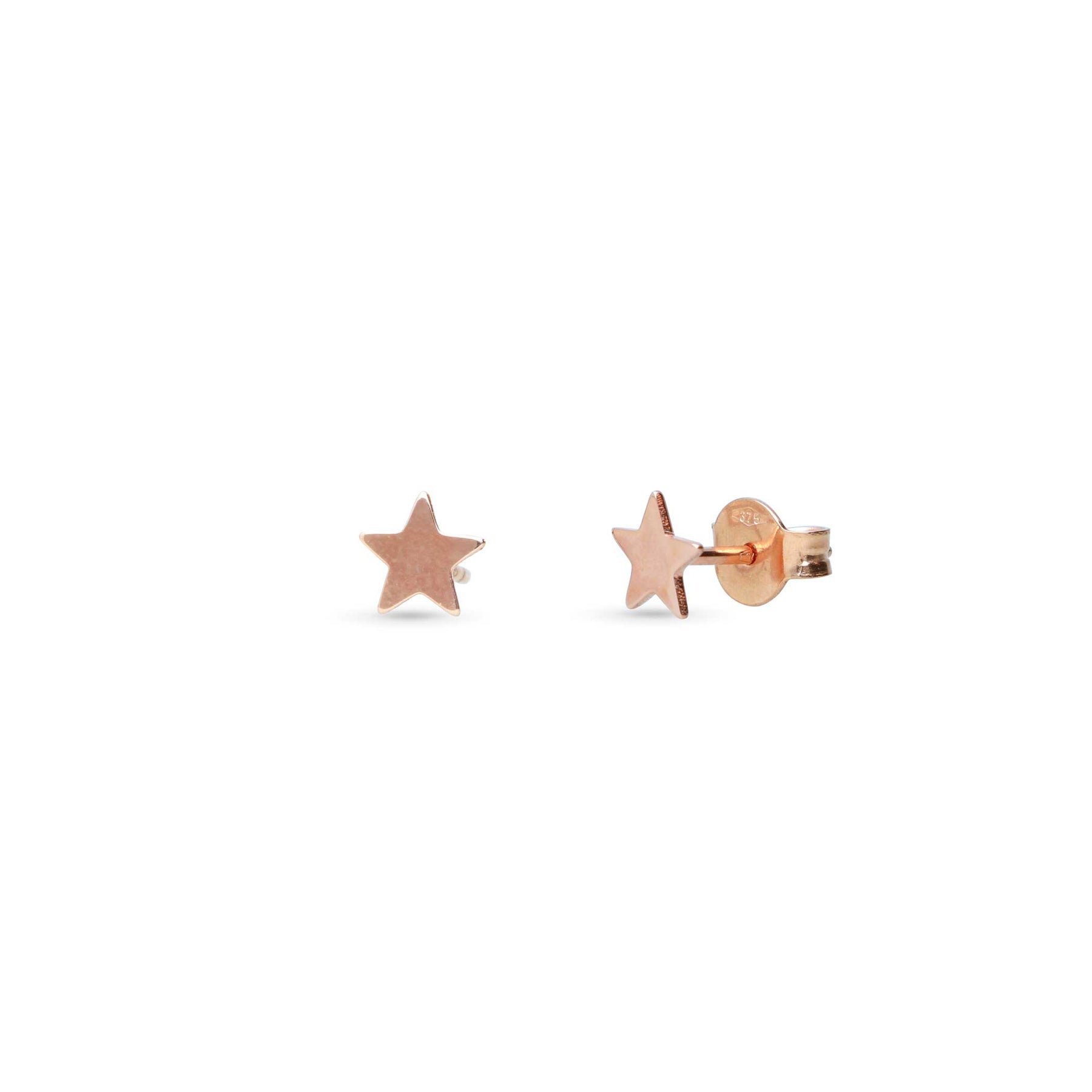 Orecchini A Pallina In Oro Rosa 9kt (375) - 4mm, Cavi, Con Chiusura A Farfallina, Eleganti E Minimi