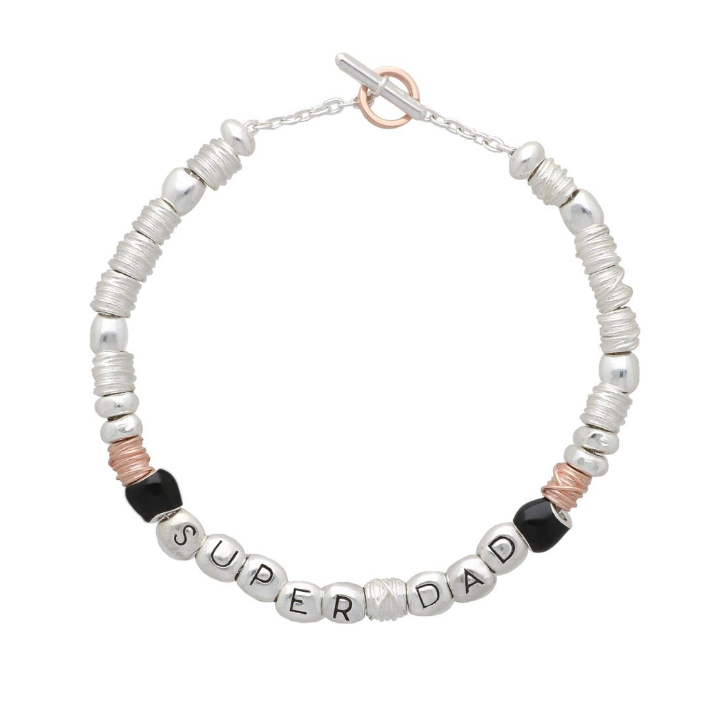 Bracciale Super Dad con sassolini in Argento 925, Oro Rosa 9kt e Sma –  Rubinia